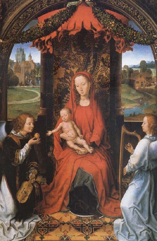 Hans Memling The Madonna and the Nino with two angeles France oil painting art
